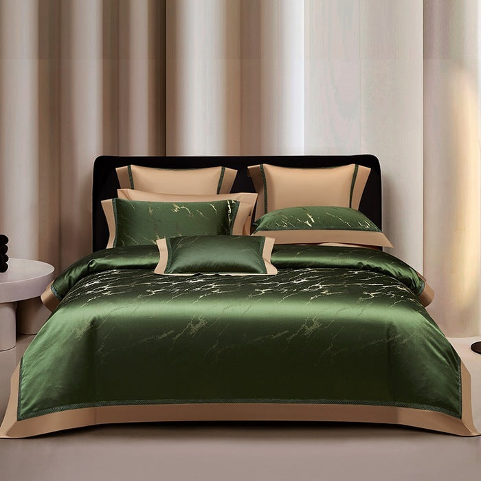 Silk Town Cotton Jacquard Bedding – Elegant 4-Piece Bed Sheet Set