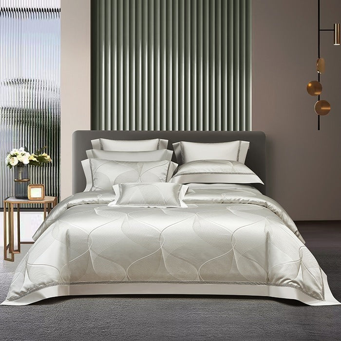 Silk Town Cotton Jacquard Bedding – Elegant 4-Piece Bed Sheet Set