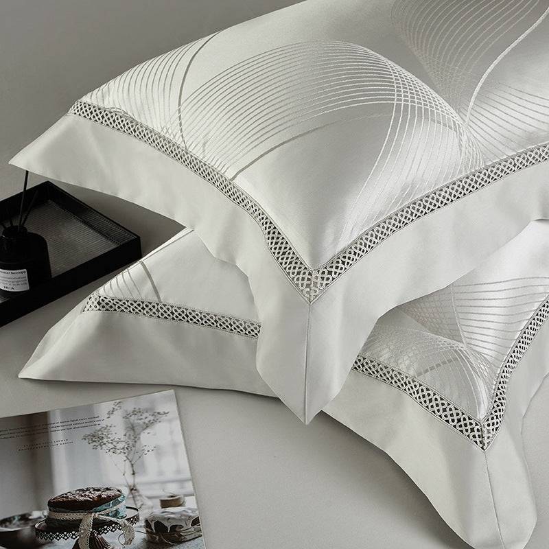 Silk Town Cotton Jacquard Bedding – Elegant 4-Piece Bed Sheet Set