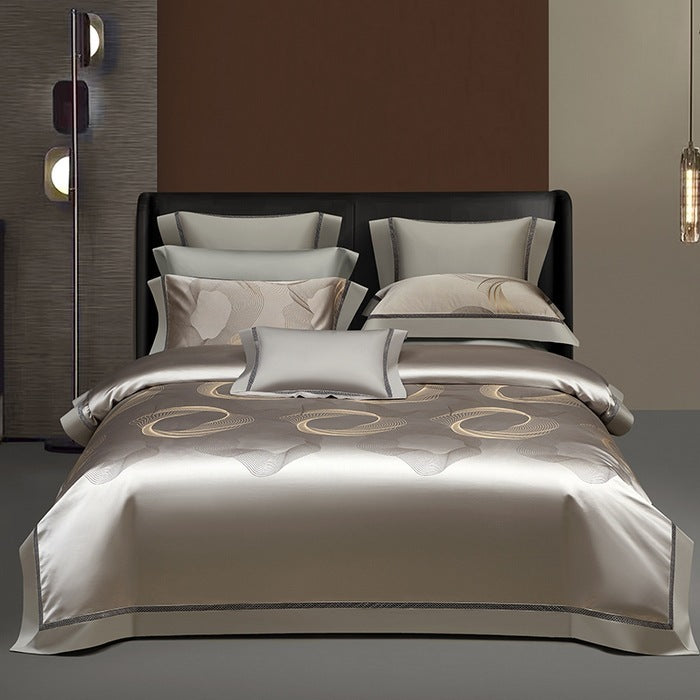 Silk Town Cotton Jacquard Bedding – Elegant 4-Piece Bed Sheet Set