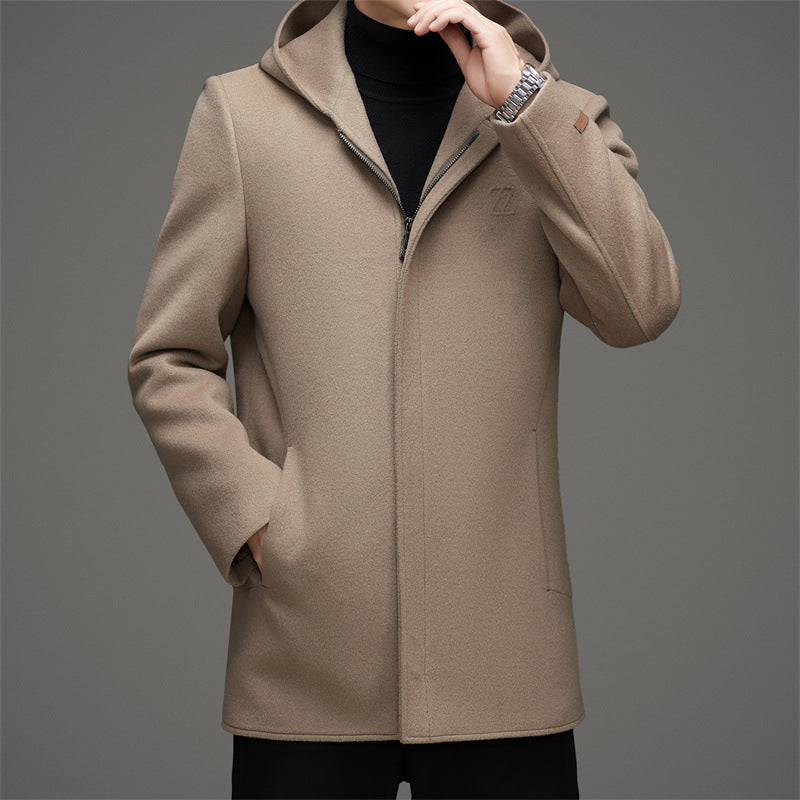 Men's Winter Hooded Woollen Coat