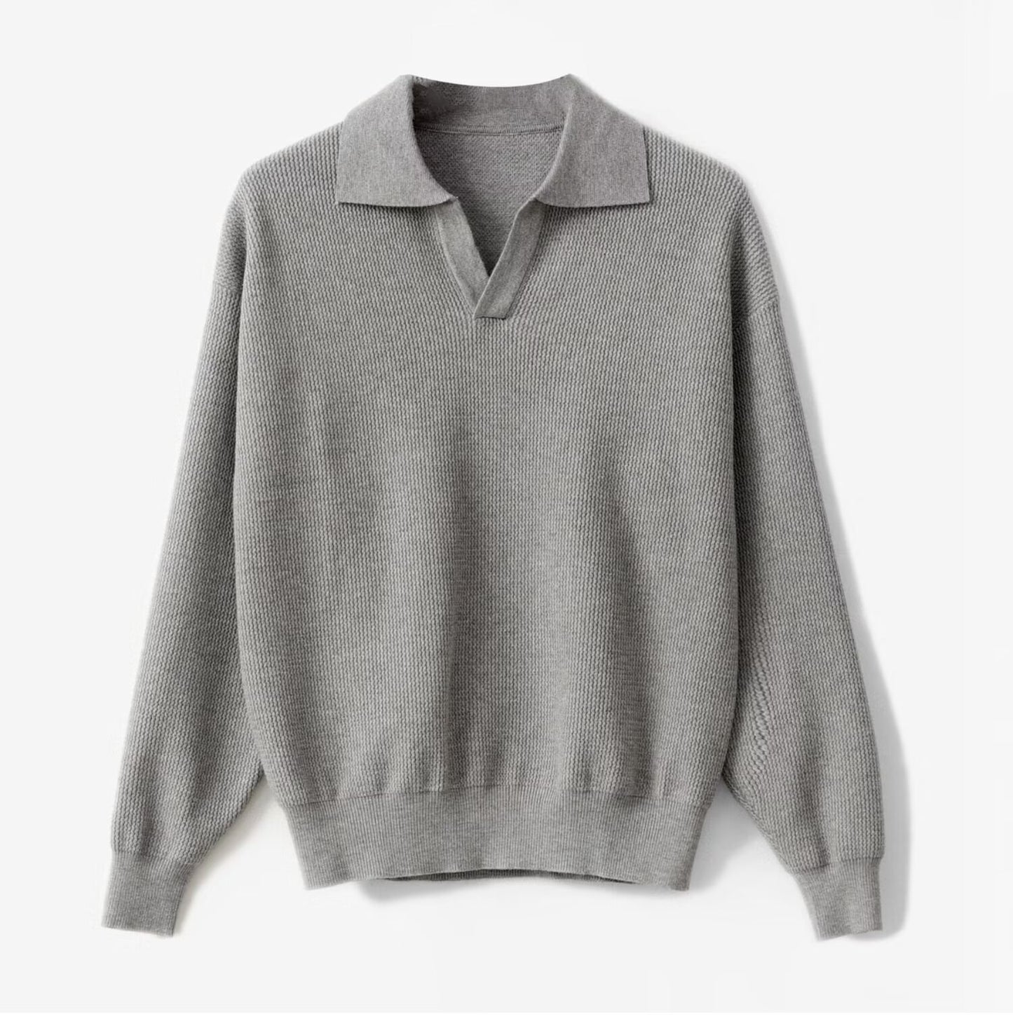 Men’s Solid Colour Loose Long Sleeve Pullover – Slim Fit Commuting Top