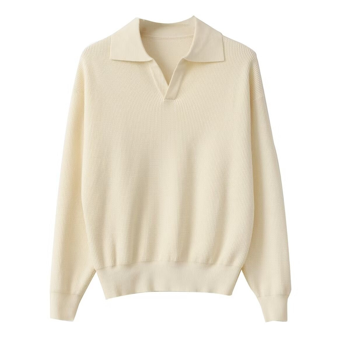 Men’s Solid Colour Loose Long Sleeve Pullover – Slim Fit Commuting Top