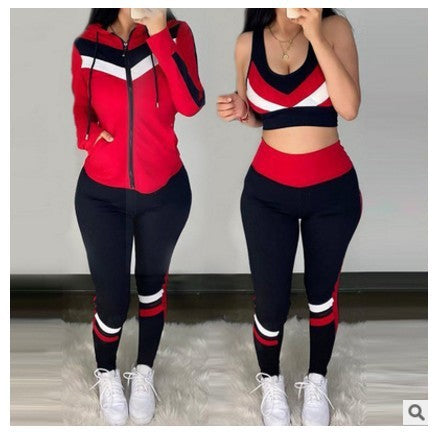 Women Spring And Autumn Hoodie Three Pieces Set