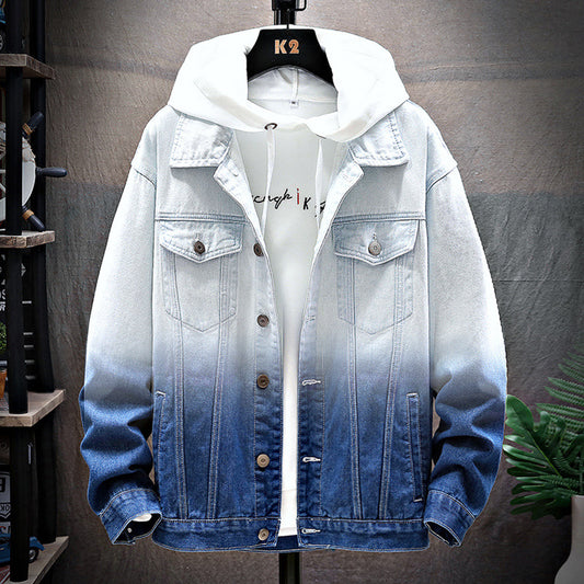 Men’s Loose Denim Jacket – Casual Student Style, Slim Fit Lapel Design