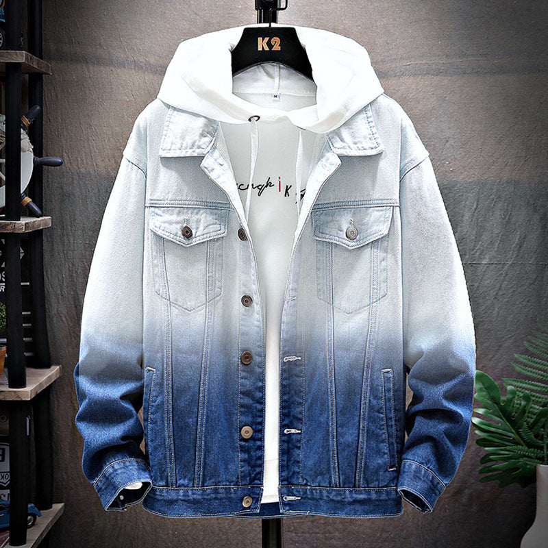 Men’s Loose Denim Jacket – Casual Student Style, Slim Fit Lapel Design