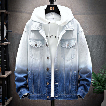 Men’s Loose Denim Jacket – Casual Student Style, Slim Fit Lapel Design