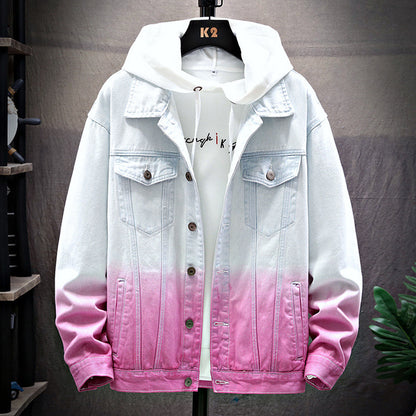 Men’s Loose Denim Jacket – Casual Student Style, Slim Fit Lapel Design