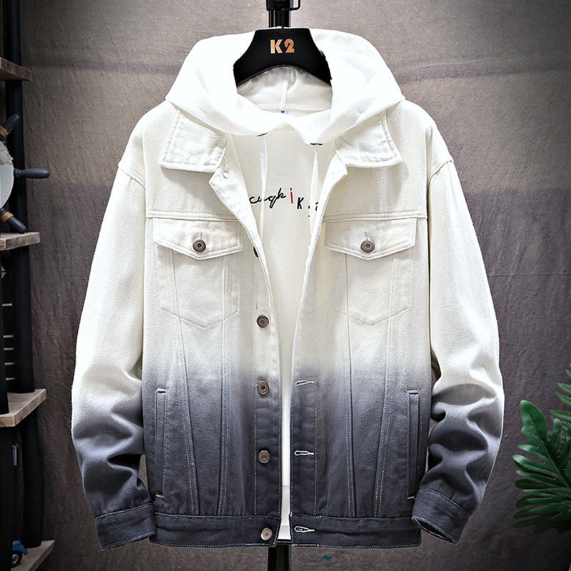 Men’s Loose Denim Jacket – Casual Student Style, Slim Fit Lapel Design