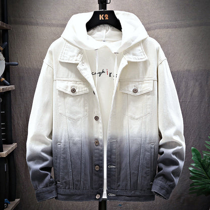 Men’s Loose Denim Jacket – Casual Student Style, Slim Fit Lapel Design
