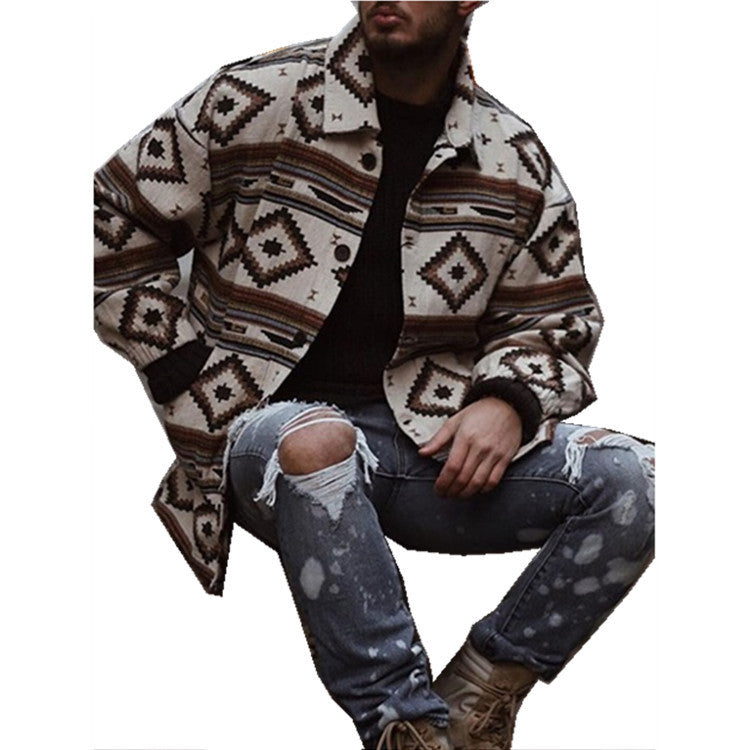 Men's Fashion Printed Jacket – Slim Fit European Style
