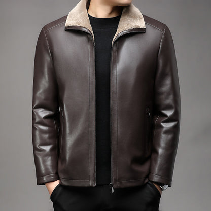 Men's Fleece-lined  Leather Coat