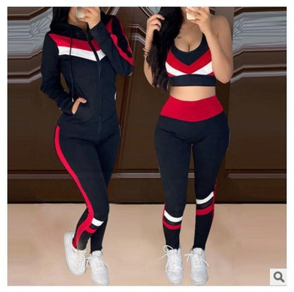 Women Spring And Autumn Hoodie Three Pieces Set