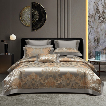 Silk Town Cotton Jacquard Bedding – Elegant 4-Piece Bed Sheet Set