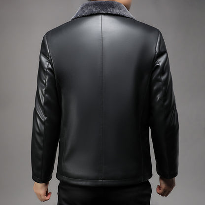 Men's Fleece-lined  Leather Coat