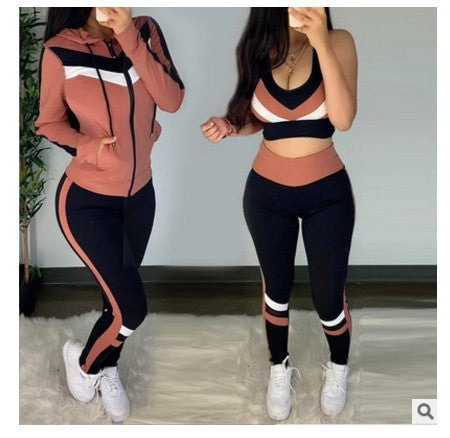 Women Spring And Autumn Hoodie Three Pieces Set