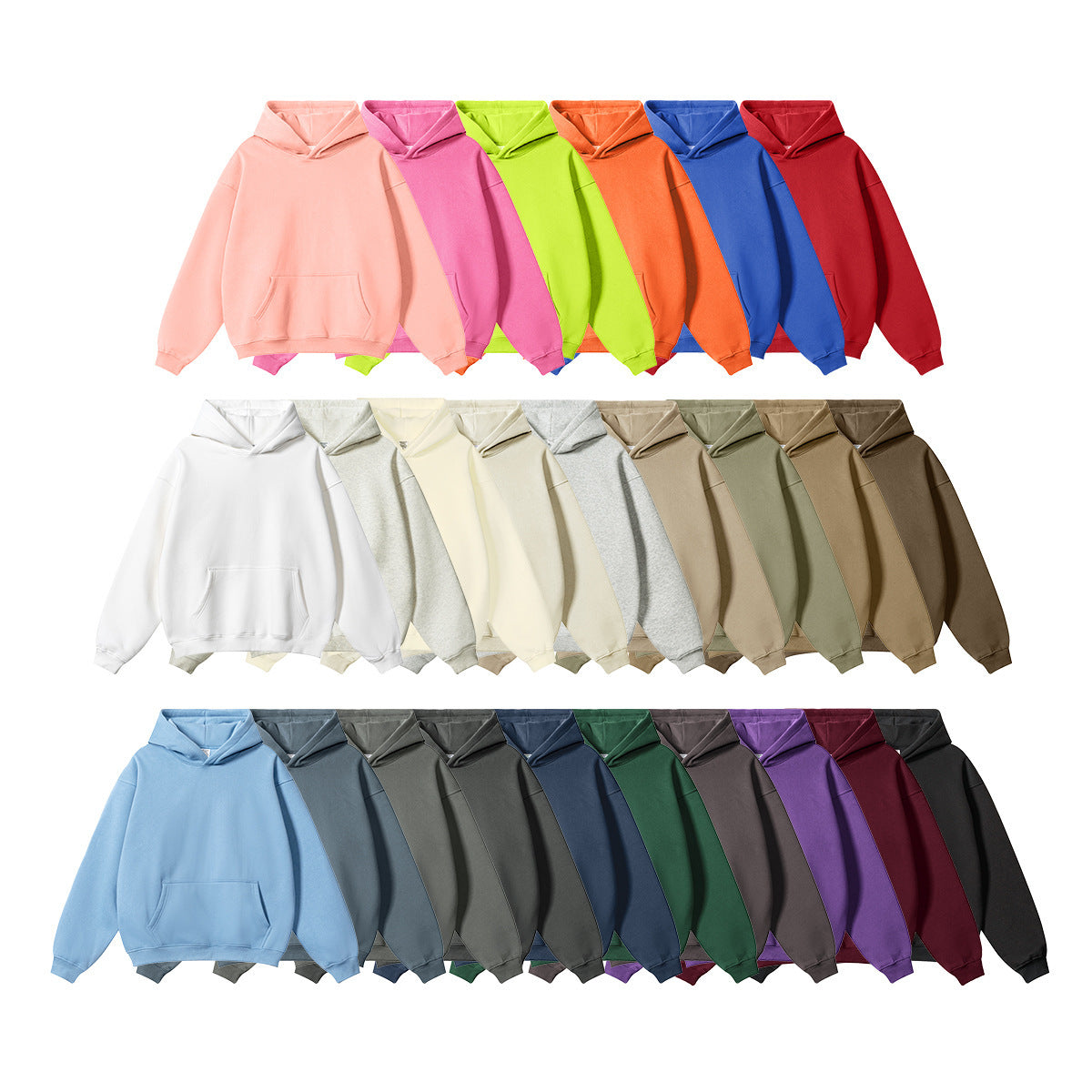 Solid Colour Plus Size Thick Hoodie