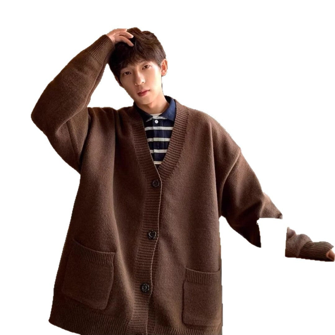 Japanese Style Loose-Fit Cardigan Sweater Coat – Versatile Men’s Knit