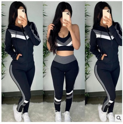 Women Spring And Autumn Hoodie Three Pieces Set