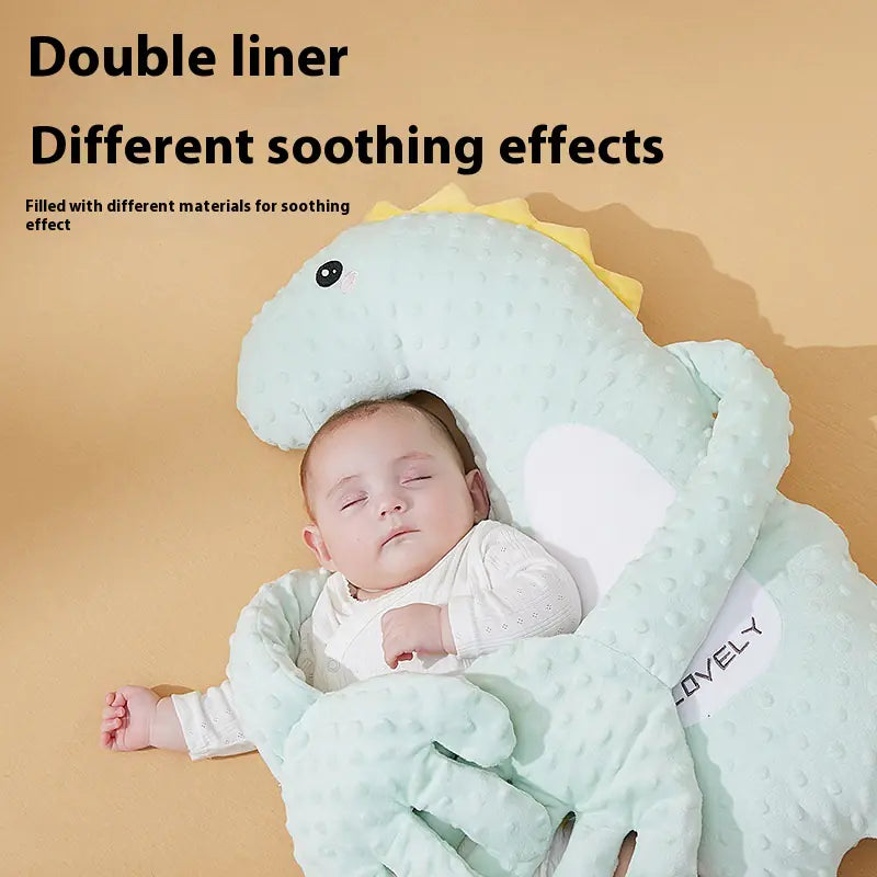 Green Dinosaur Soothing Baby Pillow with Slapping Finger – Soft Comfort Pillow for Newborns & Toddlers