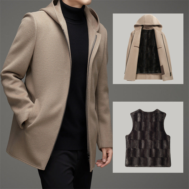 Men's Winter Hooded Woollen Coat