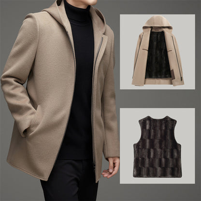 Men's Winter Hooded Woollen Coat