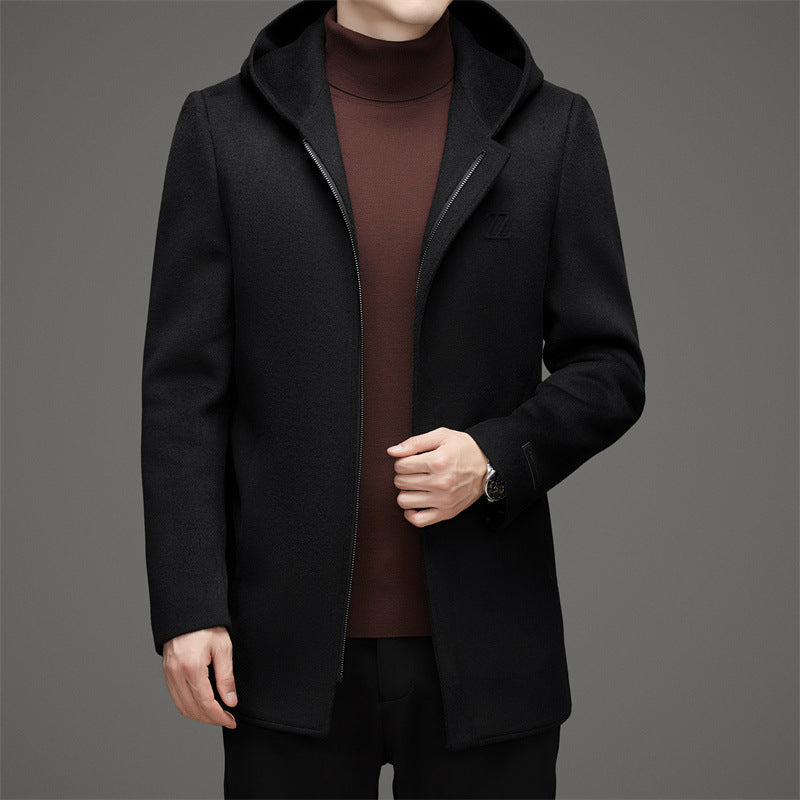 Men's Winter Hooded Woollen Coat