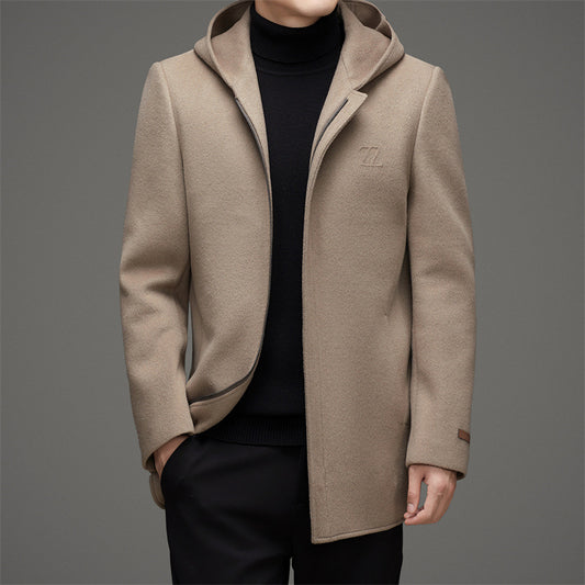 Men's Winter Hooded Woollen Coat