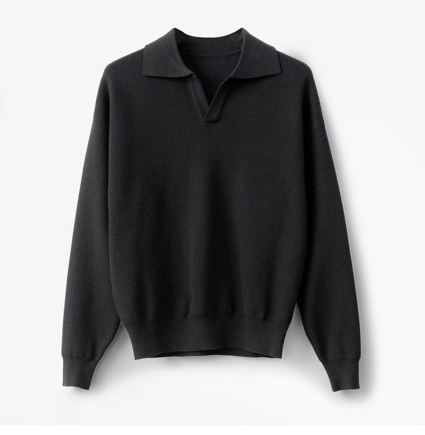 Men’s Solid Colour Loose Long Sleeve Pullover – Slim Fit Commuting Top