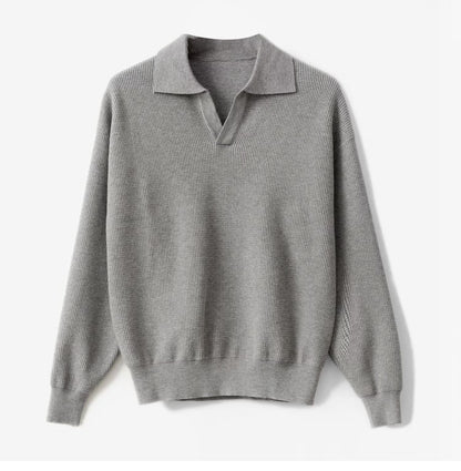Men’s Solid Colour Loose Long Sleeve Pullover – Slim Fit Commuting Top