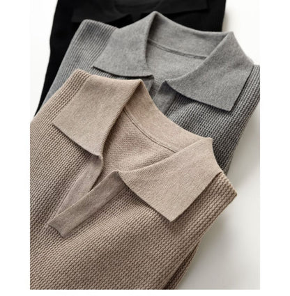 Men’s Solid Colour Loose Long Sleeve Pullover – Slim Fit Commuting Top