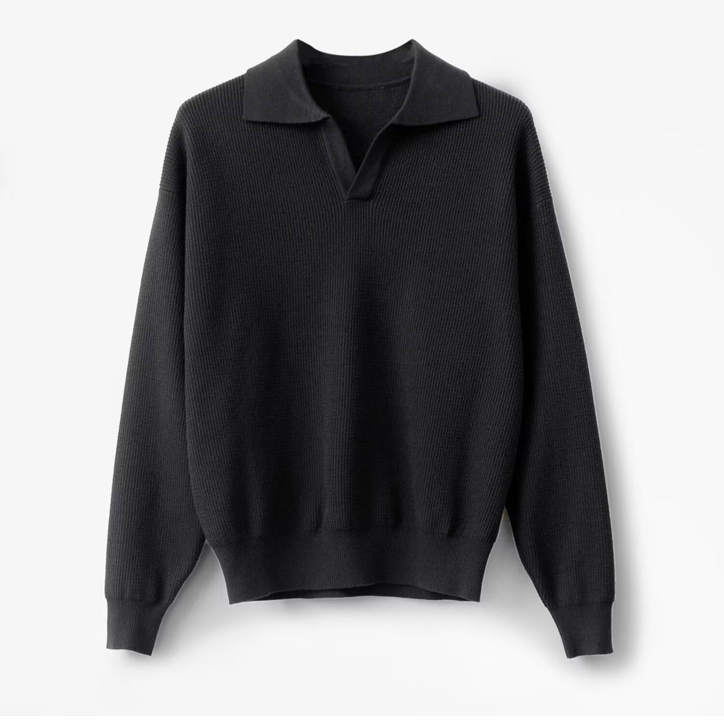 Men’s Solid Colour Loose Long Sleeve Pullover – Slim Fit Commuting Top