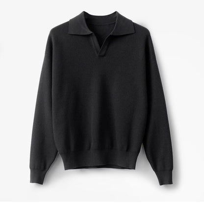 Men’s Solid Colour Loose Long Sleeve Pullover – Slim Fit Commuting Top
