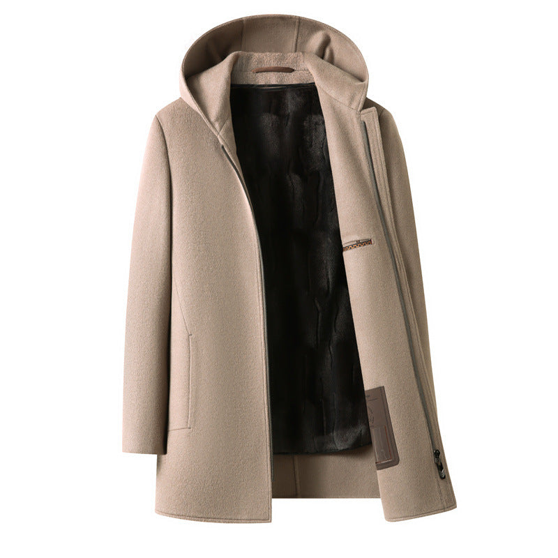 Men's Winter Hooded Woollen Coat