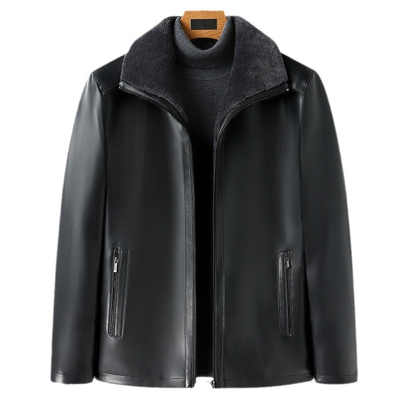 Men's Fleece-lined  Leather Coat