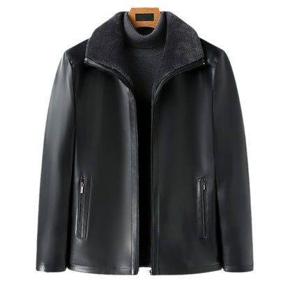 Men's Fleece-lined  Leather Coat