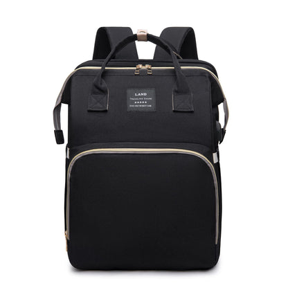 Travel Baby Crib Backpack – Large Capacity Nappy Bag with Insulated Milk Pockets & Changing Station