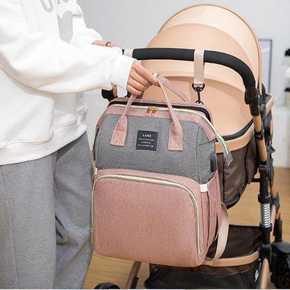 Travel Baby Crib Backpack – Large Capacity Nappy Bag with Insulated Milk Pockets & Changing Station