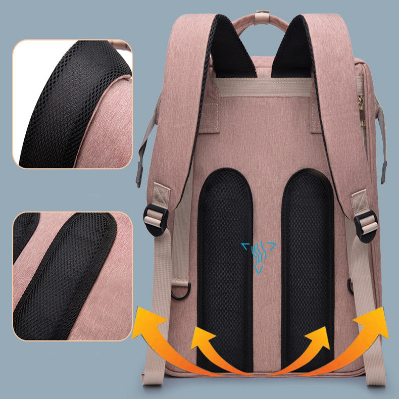 Travel Baby Crib Backpack – Large Capacity Nappy Bag with Insulated Milk Pockets & Changing Station